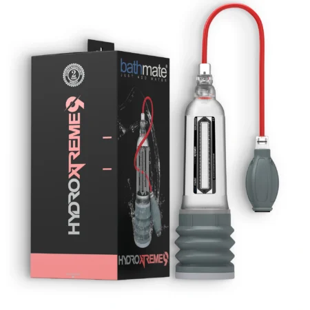 Bathmate Hydroxtreme 9 + Kit Accessories A high-quality image of the Bathmate HydroXtreme9 penis pump.