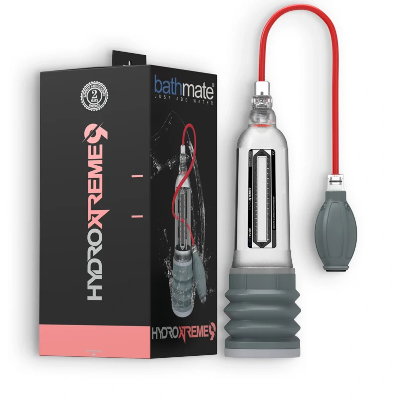 Bathmate Hydroxtreme 9 + Kit Accessories A high-quality image of the Bathmate HydroXtreme9 penis pump.