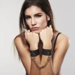 Bijoux Indiscrets MAZE | Wide Cuffs - Black A high-quality image of the Vegan Leather Handcuffs.