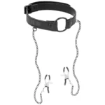 Fetish Submissive Ring Gag With Nipple Clamps A high-quality image of the Ring Gag with Nipple Clamps.