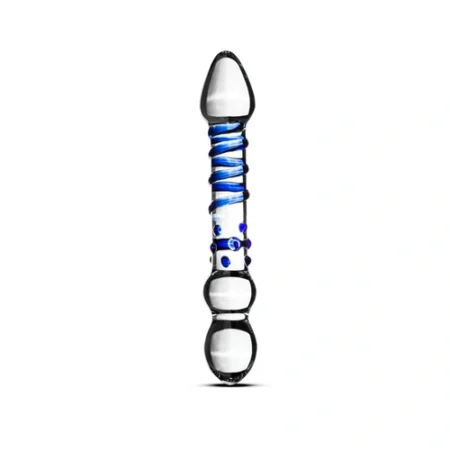 Borosilicate glass dildo transparent with decorations