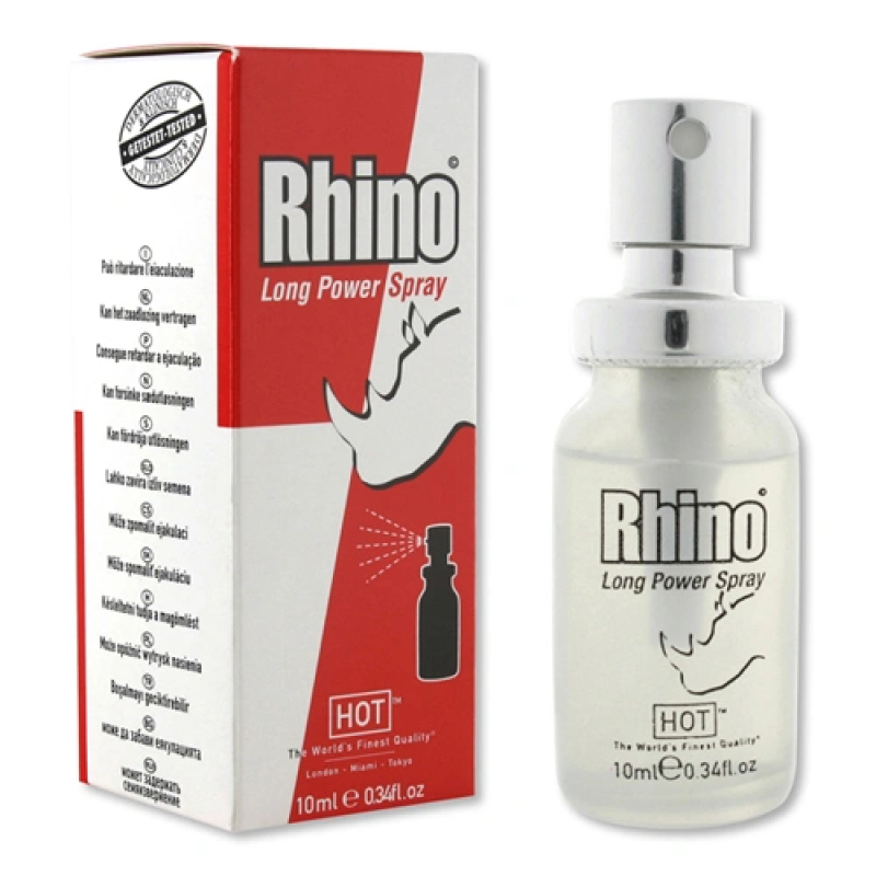 HOT Rhino Long Power Spray 10 ml. Enhance your intimate moments with Rhino Long Power Spray! This delay spray for him is based on an ancient Chinese formula