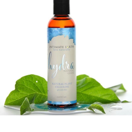 Il lubrificante a base d'acqua Hydra Natural Glide di Intimate Earth offre un'esperienza di piacere naturale e sicura.