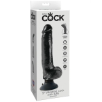 King Cock 23 cm Vibrating Cock With Balls - Black A high-quality image of the King Cock Vibrating Dildo.