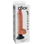King Cock 25.5 cm Vibrating Cock With Balls - Black A high-quality image of the King Cock Vibrating Dildo.