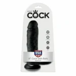 King Cock 8 Inches Cock Black With Balls 20.3 cm A high-quality image of the King Cock 8 Inches dildo.