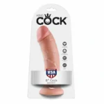 Il Dildo Realistico King Cock di 20.3 cm offre un'esperienza autentica grazie alla sua base a ventosa potente e materiali sicuri.