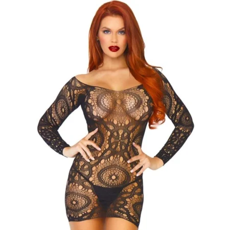 Leg Avenue Lace Long Sleeved Mini Dress One Size. Unleash your femininity with the Lace Long Sleeved Mini Dress from Leg Avenue.