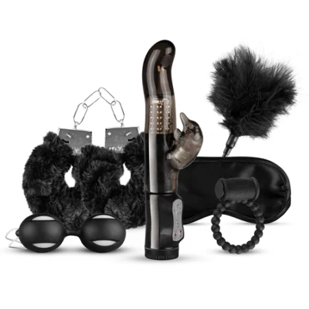 LoveBoxxx I Love Black Gift Set This black themed sex toy set includes a variety of high-quality toys designed for couples.