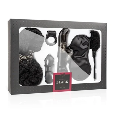 LoveBoxxx I Love Black Gift Set This black themed sex toy set includes a variety of high-quality toys designed for couples.