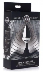 Master Series Dark Invader Anal Plug Metal With Silicone - Medium. Unlock new levels of pleasure with the Dark Invader Anal Plug.