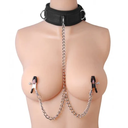 Master Series Submission Collar And Nipple Clamp Union A high-quality image of the Submission Collar and Nipple Clamps.