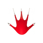 Mr. Sling Leather Sling with 5 Points - Red. Experience the ultimate in bondage play with our high-quality leather sling.