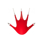 Mr. Sling Leather Sling with 5 Points - Red. Experience the ultimate in bondage play with our high-quality leather sling.