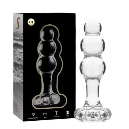 7 X 3 cm - Clear A high-quality image of the Nebula Series Glass Anal Plug.