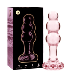 7 X 3 cm Pink - Nebula Series By Ibiza A high-quality image of the Nebula Series Glass Anal Plug.