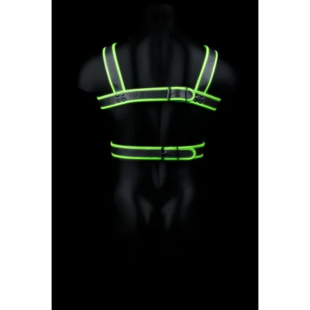 Ouch! Bondend Leather Body Harness - Glow in the Dark (available in Black and Green) A high-quality image of the Glow in the Dark Bondage Armor.