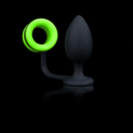 Scopri il Butt Plug con Cockring Fluorescente di Ouch! per una doppia stimolazione sensoriale durante il tuo gioco bondage.