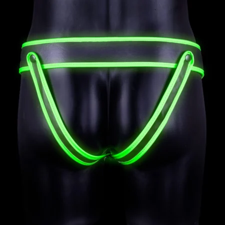 Ouch! Striped Jockstrap - Glow in the Dark (available in Black and Green) A high-quality image of the Striped Jockstrap – Glow in the Dark.
