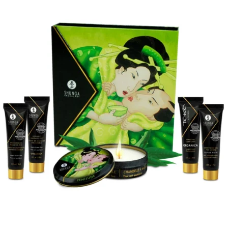 Scopri il Kit Segreto Geisha Esotico al Tè Verde di Shunga per un'esperienza intima sensoriale unica.