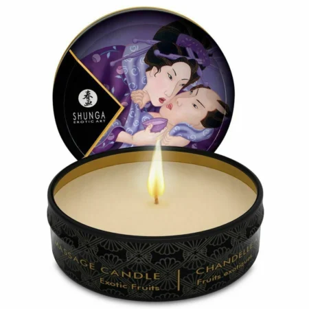 Shunga Mini Caress By Candlelight Massage Candle Exotics Fruits A high-quality image of the soy based massage candle.