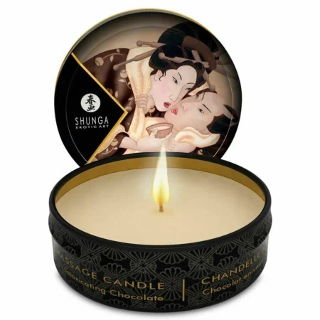 Shunga Mini Caress By Candlelight Massage Candle Heady Chocolate. Indulge in the Mini Caress By Candlelight Massage Candle in Heady Chocolate