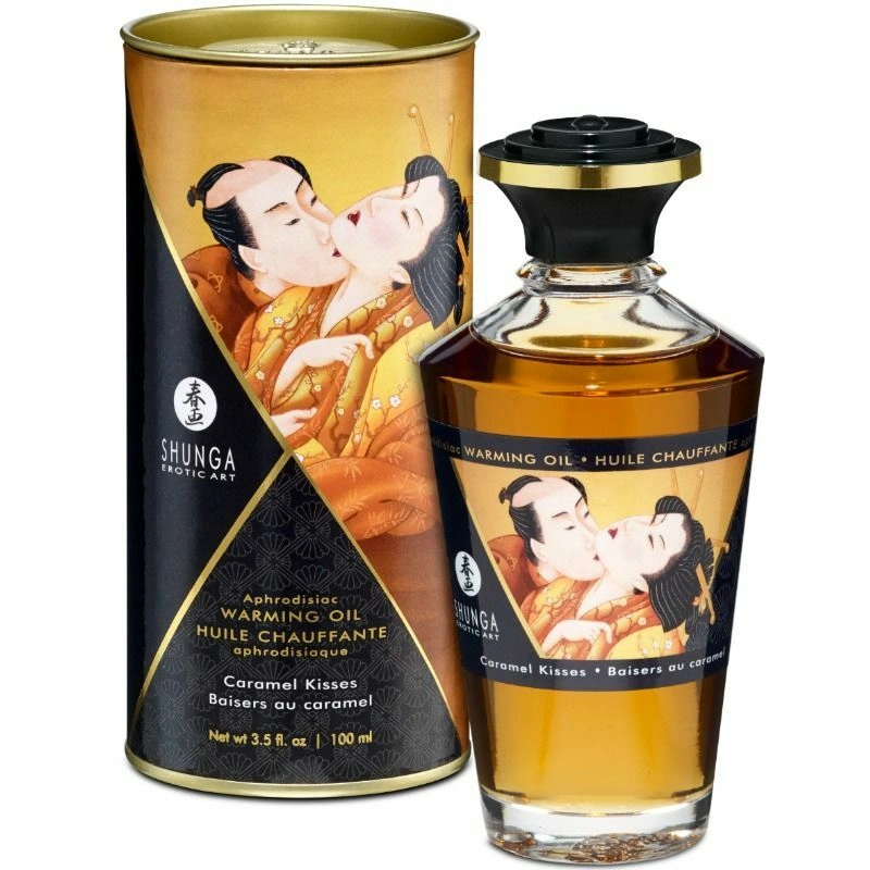 Scopri il piacere con l'Olio Riscaldante Afrodisiaco Baci al Caramello di Shunga