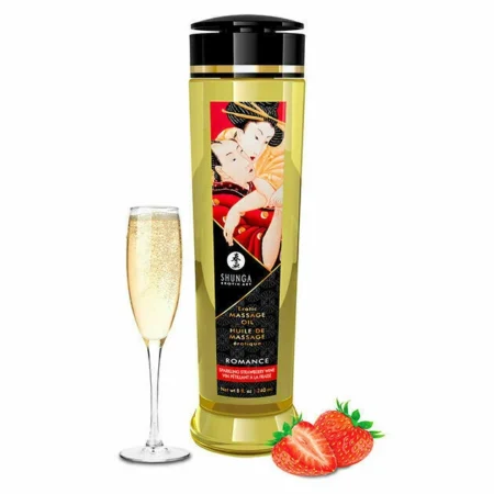 L'Olio da Massaggio Erotico Romance di Shunga offre un'esperienza sensuale con un aroma di fragole e cava