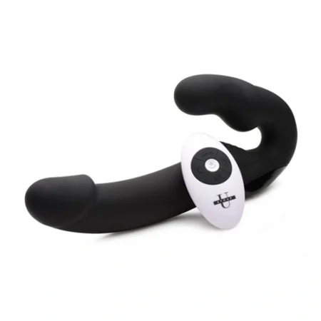 Strap U Urge Strapless Strap-on Vibrator - Black. Experience hands-free pleasure with the Urge strapless strap-on vibrator.