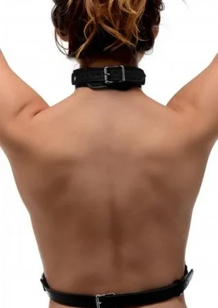 Strict Adjustable Bondage Harness - Black A high-quality image of the adjustable bondage harness.