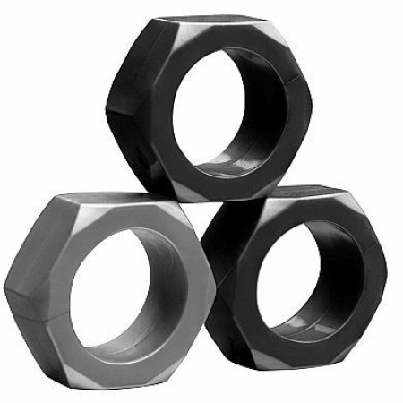 Tom Of Finland 3 Piece Cock Ring A high-quality image of the Tom Of Finland cock rings.