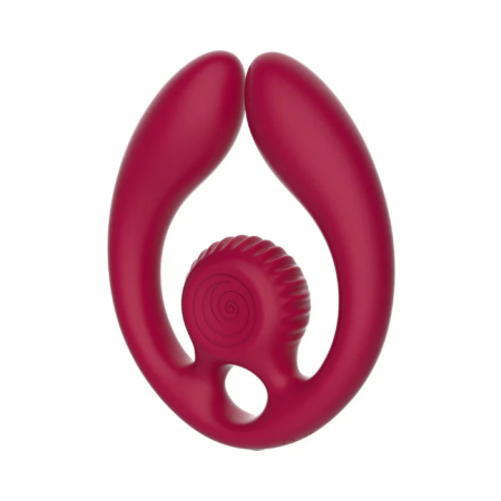 Snail Vibe Gizi Duo Burgandy couples vibrator in body-safe silicone with flexible dual arms