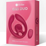 Close-up of Snail Vibe Gizi Duo finger lock handle and remote control for couples play