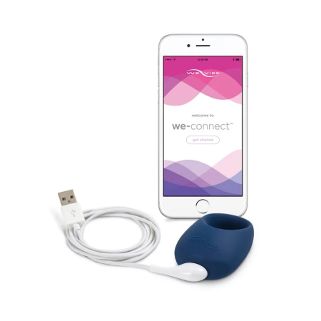 Close-up of We-Vibe Pivot showing silky silicone texture and We-Connect app control feature