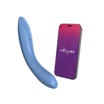 Close-up of We-Vibe Rave 2 twisted asymmetrical head and control buttons for targeted G-spot stimulation