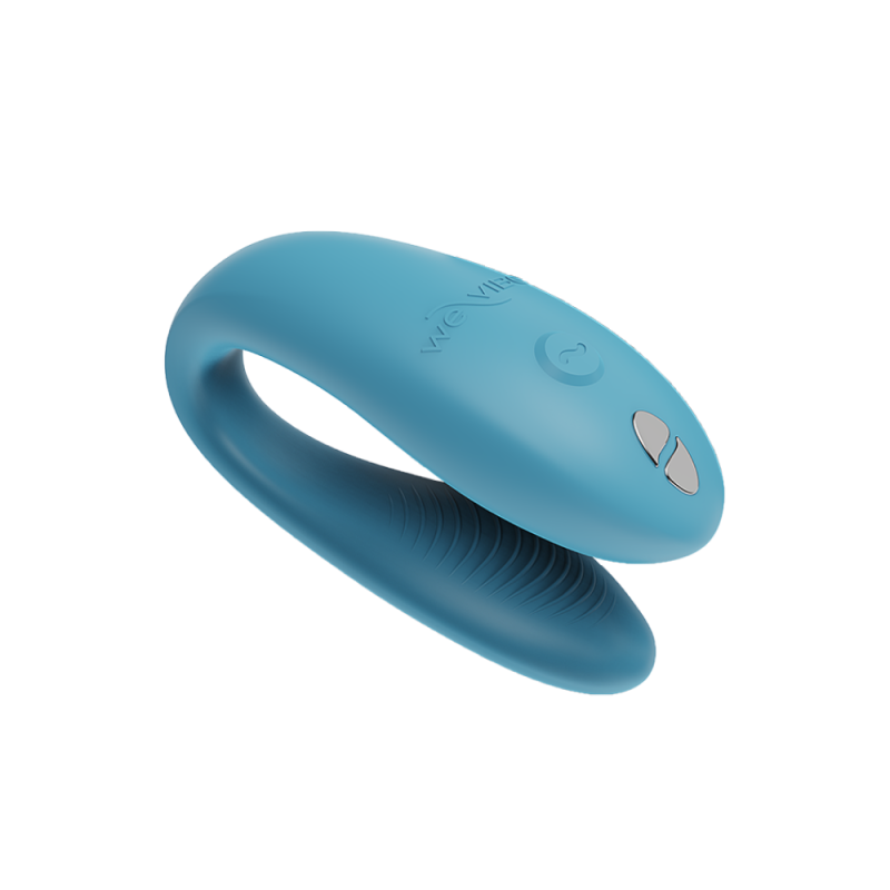 We-Vibe Sync Go Couples Vibrator | Travel Case + App Control We-Vibe Sync Go Turquoise couples vibrator with travel case, body-safe silicone, app controlled