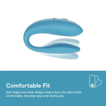 Close-up of We-Vibe Sync Go wearable C-shape couples vibrator for clitoral and G-spot stimulation during sex
