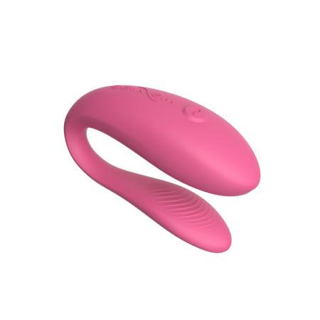 We-Vibe Sync Lite Pink couples vibrator in body-safe silicone with adjustable C-shape fit and one-button control